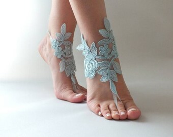 EXPRESS SHIPPING Lace Barefoot Sandals Beach wedding Barefoot Sandals Lace Barefoot Sandals, Bridal Lace Shoes, Bridesmaid Sandals