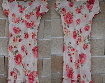 1990's Sheer Floral Dress • Floral Dress • Slip Dress