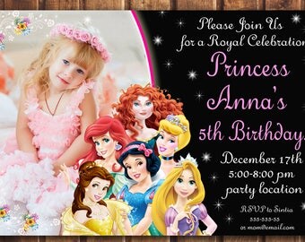 Disney princess birthday invitation – Etsy