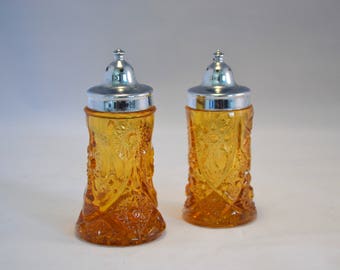 Vintage Amber Glass Salt and Pepper Shakers