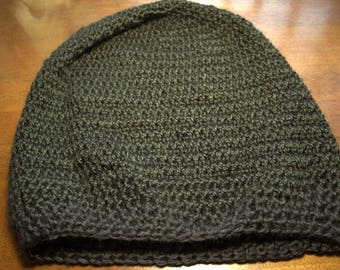 Black Crochet Slouchie Beanie