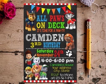 Paw Patrol Invitation,Paw Patrol Birthday,Paw Patrol Chalkboard,Paw Patrol Birthday Chalkboard,Chalkboard,Invitation,Birthday,Card Party