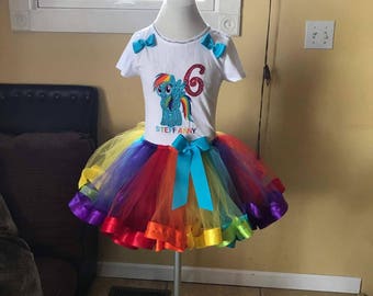 Rainbow dash tutu set, rainbow dash birthday outfit, my little pony tutu set, rainbow dash dress, pony tutu set