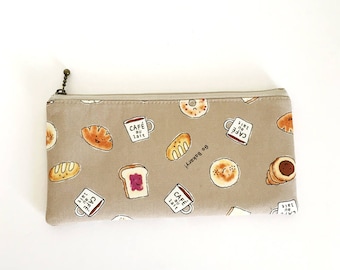 Flat zipper pouch -love bread