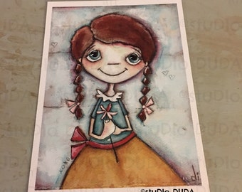 New! STUDIO DUDA ART mini print/frameable greeting card on velvety bright paper -From the Heart - 5x7 print