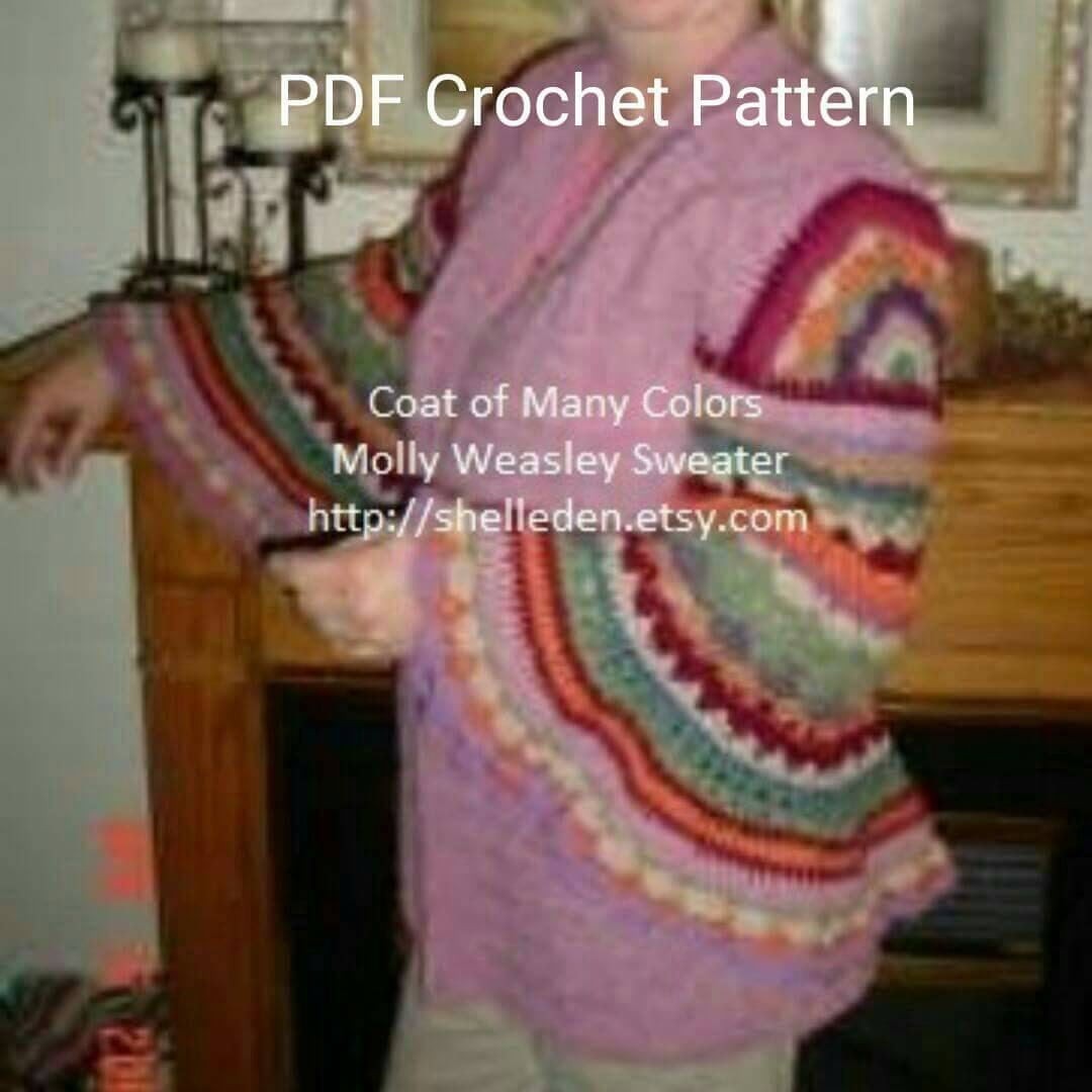 PDF Coat of Many Colors Molly Weasley Sweater Crochet