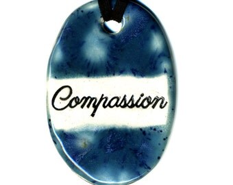 Compassion Ceramic Necklace in Blue