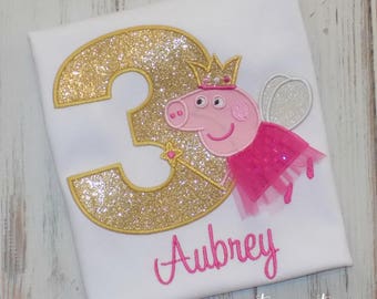 Pig Birthday Shirt, Peppa Pig Fairy Shirt, Pig Shirt, Girl Pig Birthday Shirt, Girl Birthday Shirt, Peppa outfit, sew cute creations