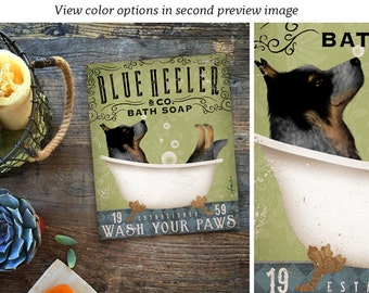 Blue Heeler australian cattle dog bath soap Company artwork on gallery wrapped canvas by Stephen Fowler