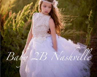 Vintage Nude Dress Ivory Dress Cameo Lace Dress Tulle Dress Flower Girl Dress Wedding Dress Party Dress Toddler Tutu Dress Girls Dress