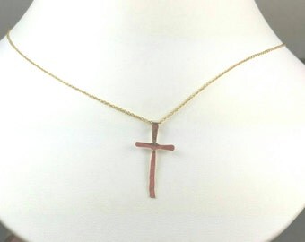 Small Rustic Gold Cross Necklace, Gold Cross Necklace, Christian Cross, Faith Jewelry, Delicate Gold Cross Pendant by Maggie McMane Designs