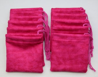 Set of 12, Pink Flannel Cotton Hoo Doo, Mojo Bags, Jewelry Pouches, Handmade
