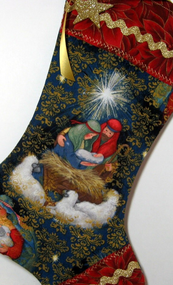 3 Nativity Scene Christmas Stocking Special Listing for Jen