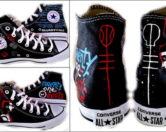 21 Pilots, Converse Hi Tops, Custom Shoes, Hand Painted Shoes, Sneakers, Concert Outfit, Prom, Home Coming, Shoes Included