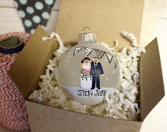 Hand Painted Wedding Ornament Winter Wedding