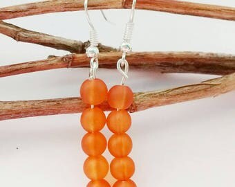 Orange Bead Earrings, Orange Earrings, Beaded Earrings, Drop Earrings, Orange Jewelry, Orange Drop Earrings, Gifts For Her, Boho Earrings
