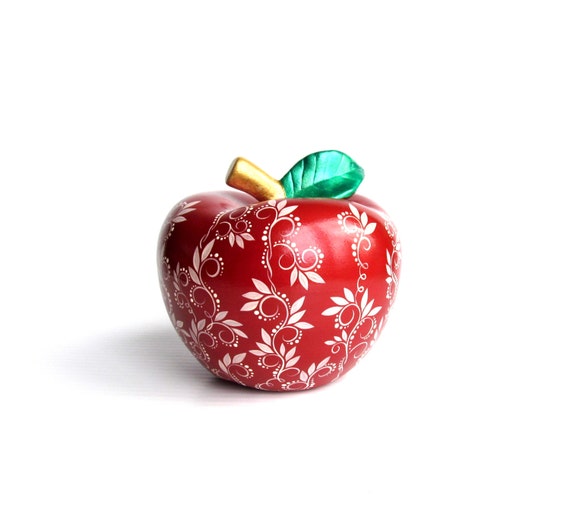 Red Apple: Hand Painted Ceramic Apple