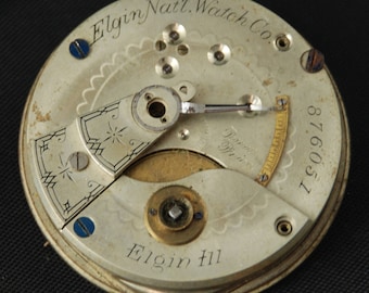 Gorgeous Vintage Antique Elgin Watch Pocket Watch Movement Steampunk Altered Art Assemblage Industrial SM 10