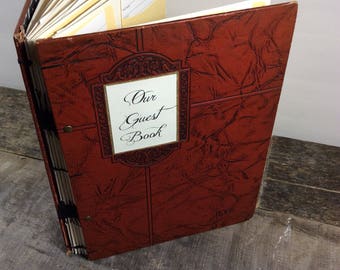Antique wedding guest boom /Ready To Ship Library Card Wedding Guest Book