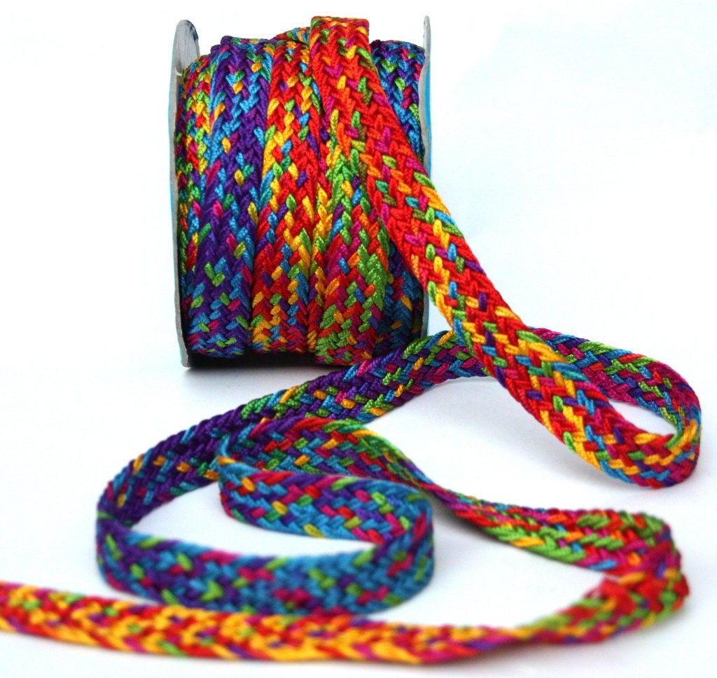 Rainbow Colored Trim Multi Color Cord Lace Braided Cord