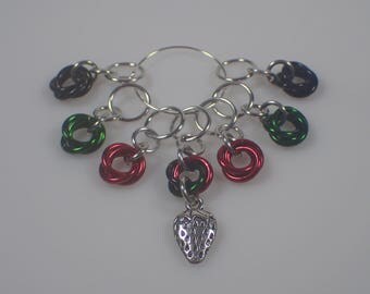 Strawberry Stitch Markers - Fruit Stitch Markers - Food Knitting Stitch Markers - Chainmaille Stitch Markers - Moebius Stitch Mark