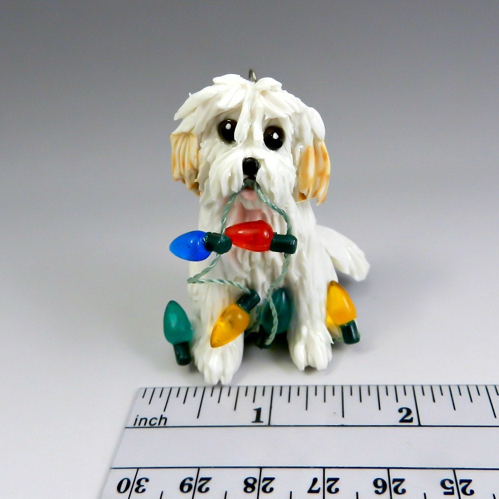 Coton de Tulear Christmas Ornament Figurine Lights Porcelain