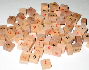 80 Very Nice Tiny Wooden Sudoku Tiles for Crafting, Altered Art, jewelry Making, etc.