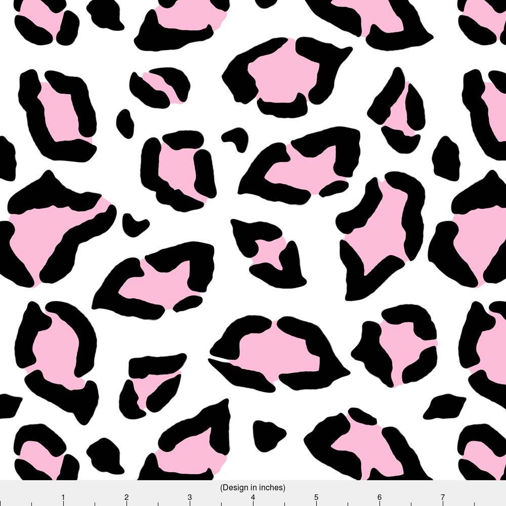 Pink Leopard Print Fabric Leopard Pastel Pink On White By