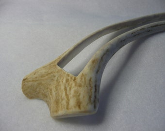 Deer Antler Hair Fork Hand Carved Pick Comb #12