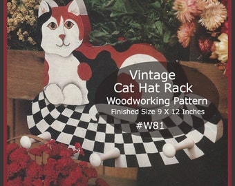 Cat Hat Rack Wood Pattern Coat Rack Cat Wood Pattern Vintage Cat Pattern Enlarged To Scale #W81-PDF File Available Mailed- DurhamDeals