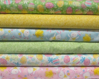 Easter Half Yard Fabric Bundle - Quilting Treasures - Eggs, Bunny, Easter Eggs