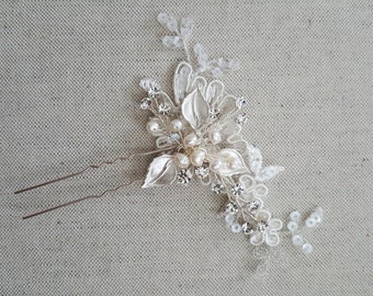 Wedding Hair Pins, Rose Gold Bridal Hair Pins, Lace Wedding Hair Pins