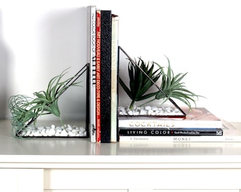 Geometric Triangular Bookend Terrariums- Stained Glass Decor - Home Decor