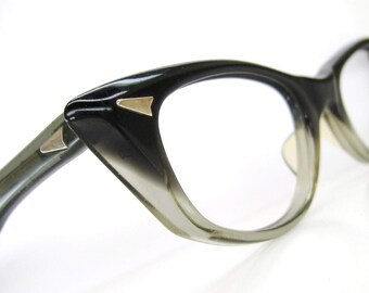 Vintage Pointy Cat Eye Frame Eyeglasses Two Tone Fades