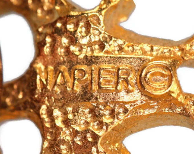 Large Faux Pearl Filigree Brooch Napier Diamond Shaped Burgundy Pearl Book Piece 1985 Worldly Temptations