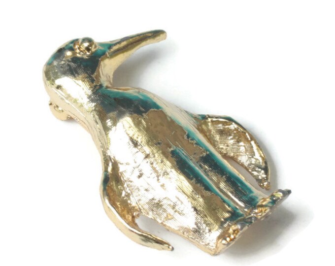 Gold Tone Penguin Pin Signed Mamselle Vintage Figural Bird Pin