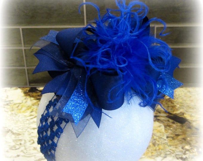 Royal Blue Over the Top Bow, Baby Headbands, OTT Bows, Blue Hair Bow, Royal OTT Bow, Girls Hair Bow, Boutique Bow, Large Hairbow, Big bows