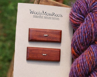 2 Mahogany Toggle Buttons- Mahogany Wood Buttons- Reclaimed Wood- Knitting, Sewing, Craft Buttons