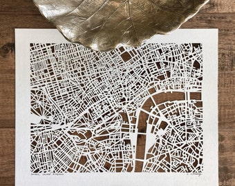 london hand cut map, 14"x11"