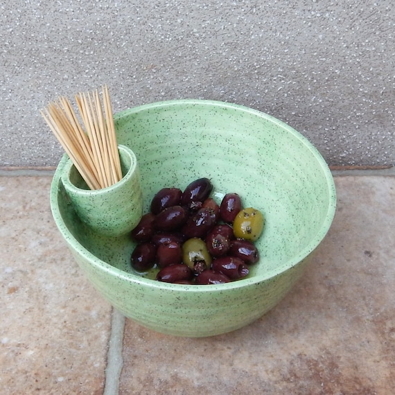 Olive serving dish hors d'oeuvres bowl hand thrown pottery