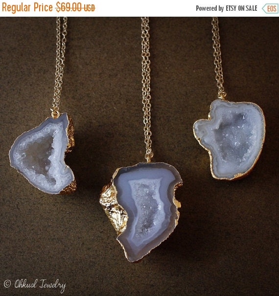 50 OFF SALE Gold Geode Necklaces Choose Your Geode 14K by OhKuol