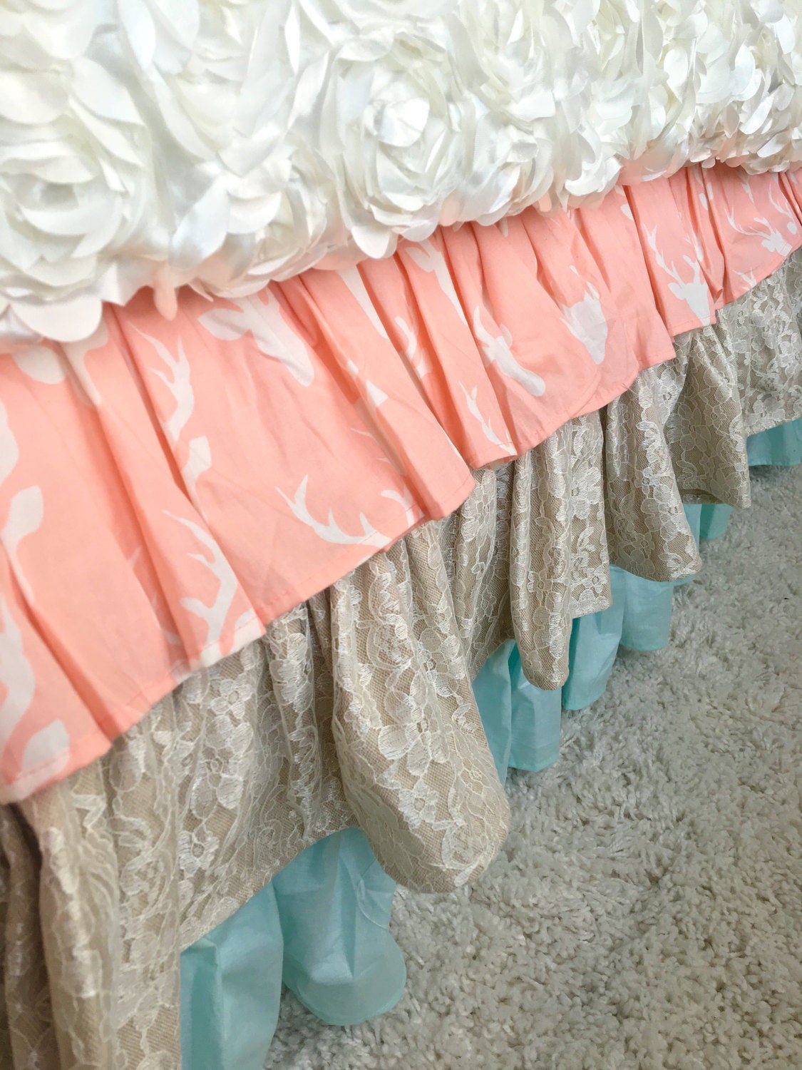 Dust Ruffle Boho Chic Bed Skirt Queen Bed Skirt Twin Bed