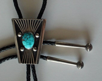 Vintage Johnny Mike Begay Bolo Tie Turquoise