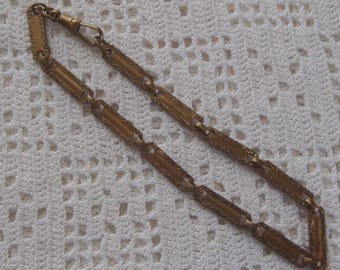 Vintage Pocket Watch Chain Engraved Links 9 1/2"
