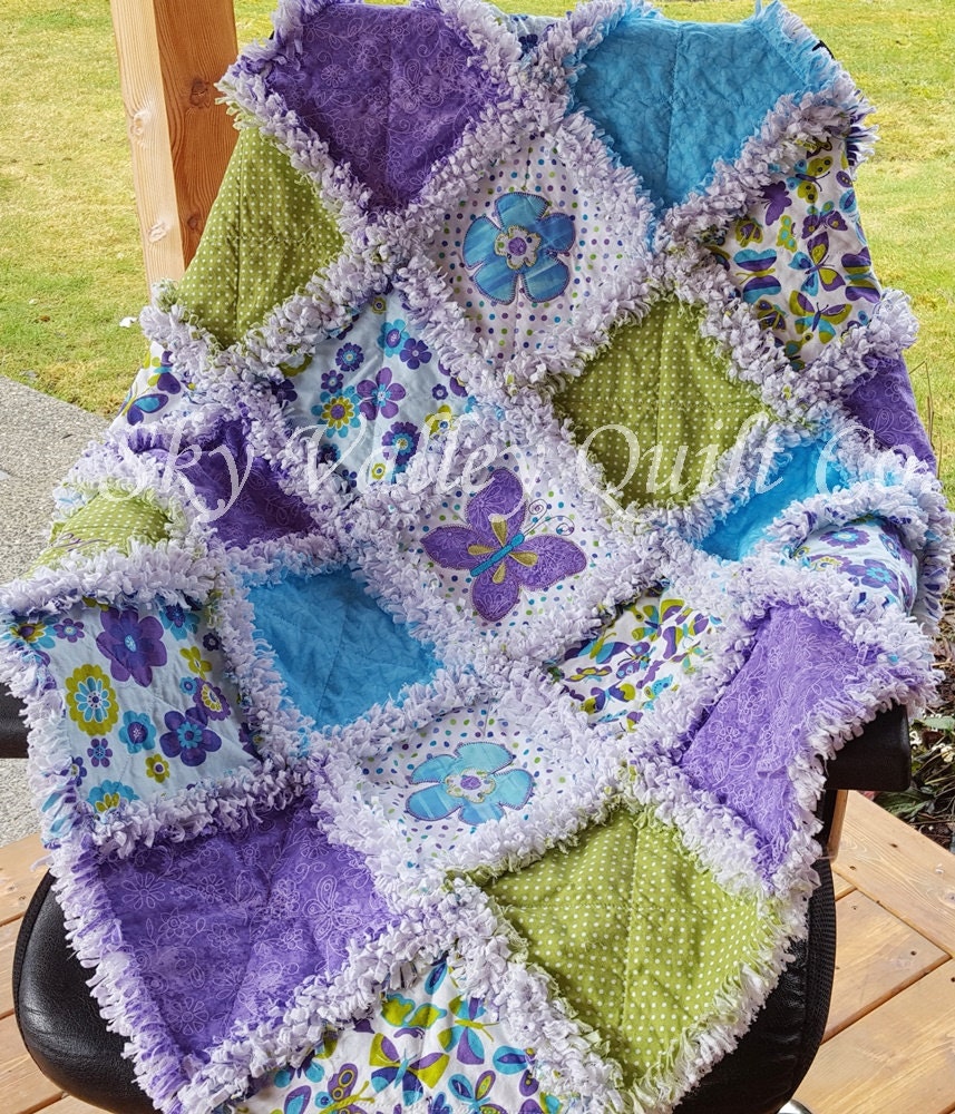 Precut rag quilt KIT or Layer Cake Beautiful turquoise and