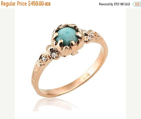 Holiday Sale  Rose Gold Engagement  Ring  Turquoise  by netawolpe