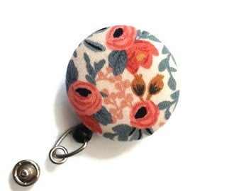 Floral Badge Reel-Retractable Badge Holder-Nurse ID Holder-Floral ID Holder