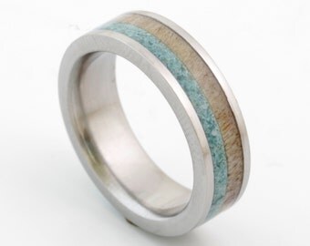 antler wedding band turquoise ring titanium antler ring engagement wedding ring