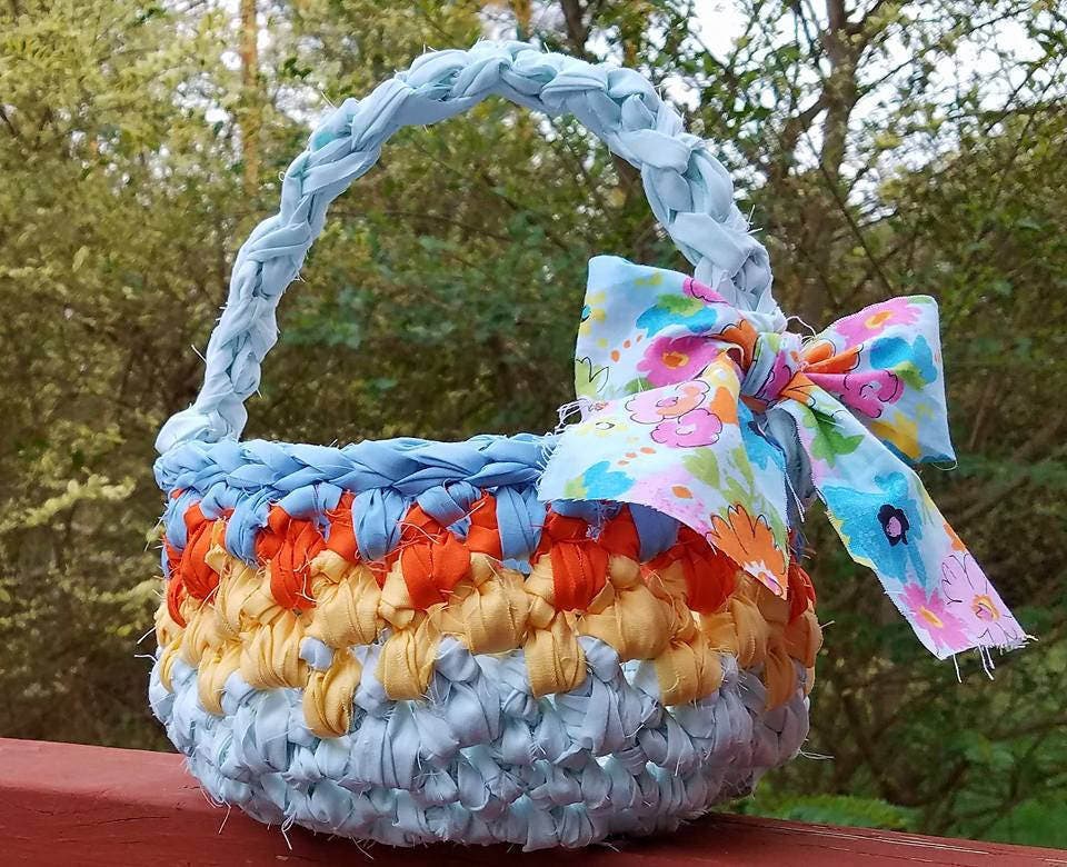 Crochet Basket with Handle Easter Basket Gift Basket Made to