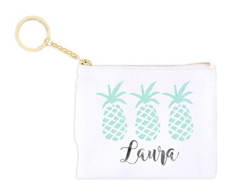 3 Pineapples Personalized Card Key Fob Coin Purse Monogrammed Coin Purse Personalized Bridesmaid Gift Personalized Coin Purse Birthday Gift